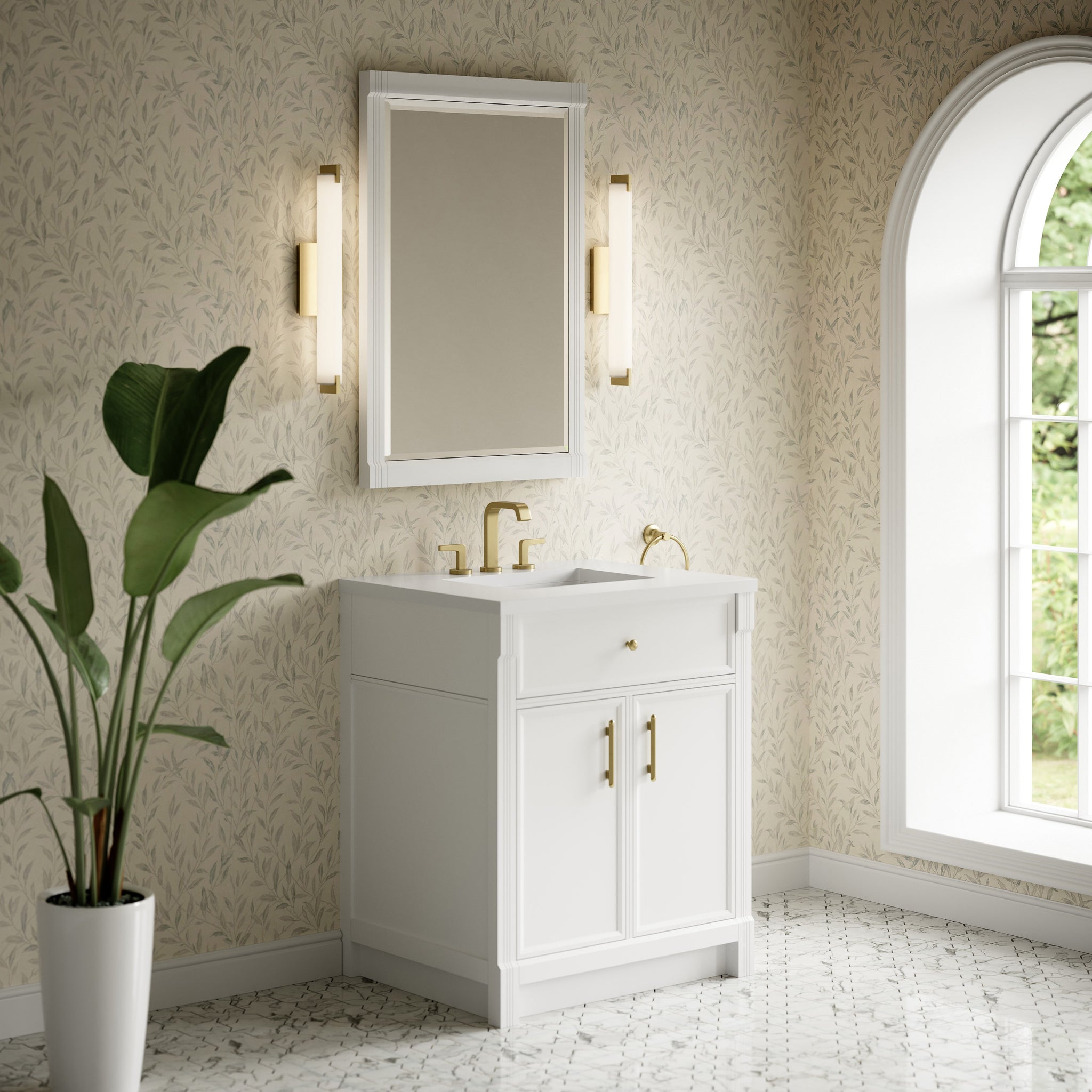 James Martin Bellshire 30" Single Bathroom Vanity, Bright White by James Martin