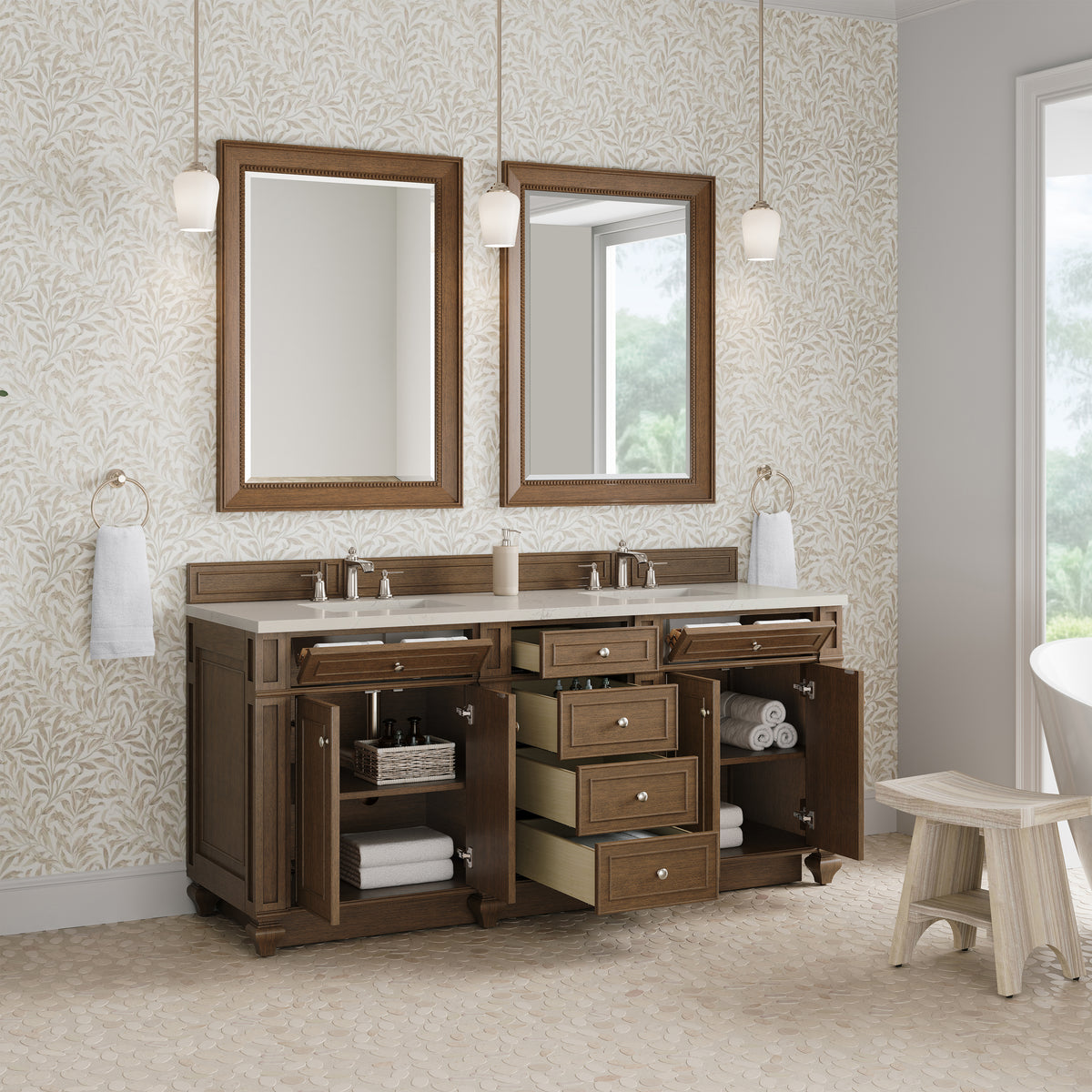 James Martin Bristol 72" Double Bathroom Vanity, Saddle Brown, view 36