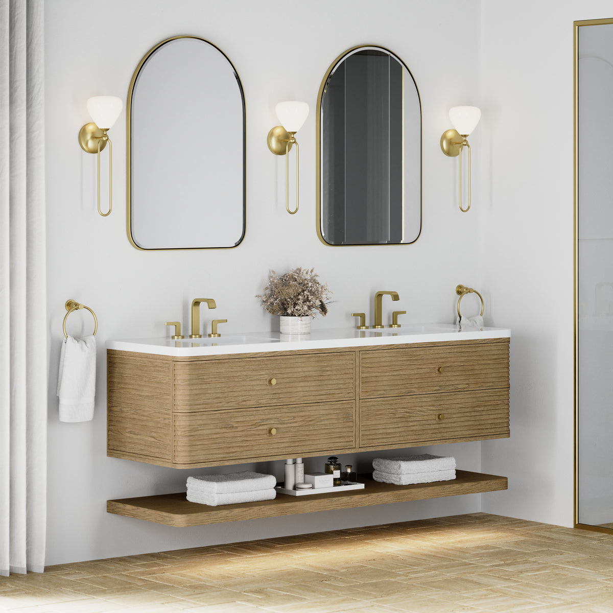 James Martin Allamari 72" Floating Double Bathroom Vanity, Dune Mist, view 33