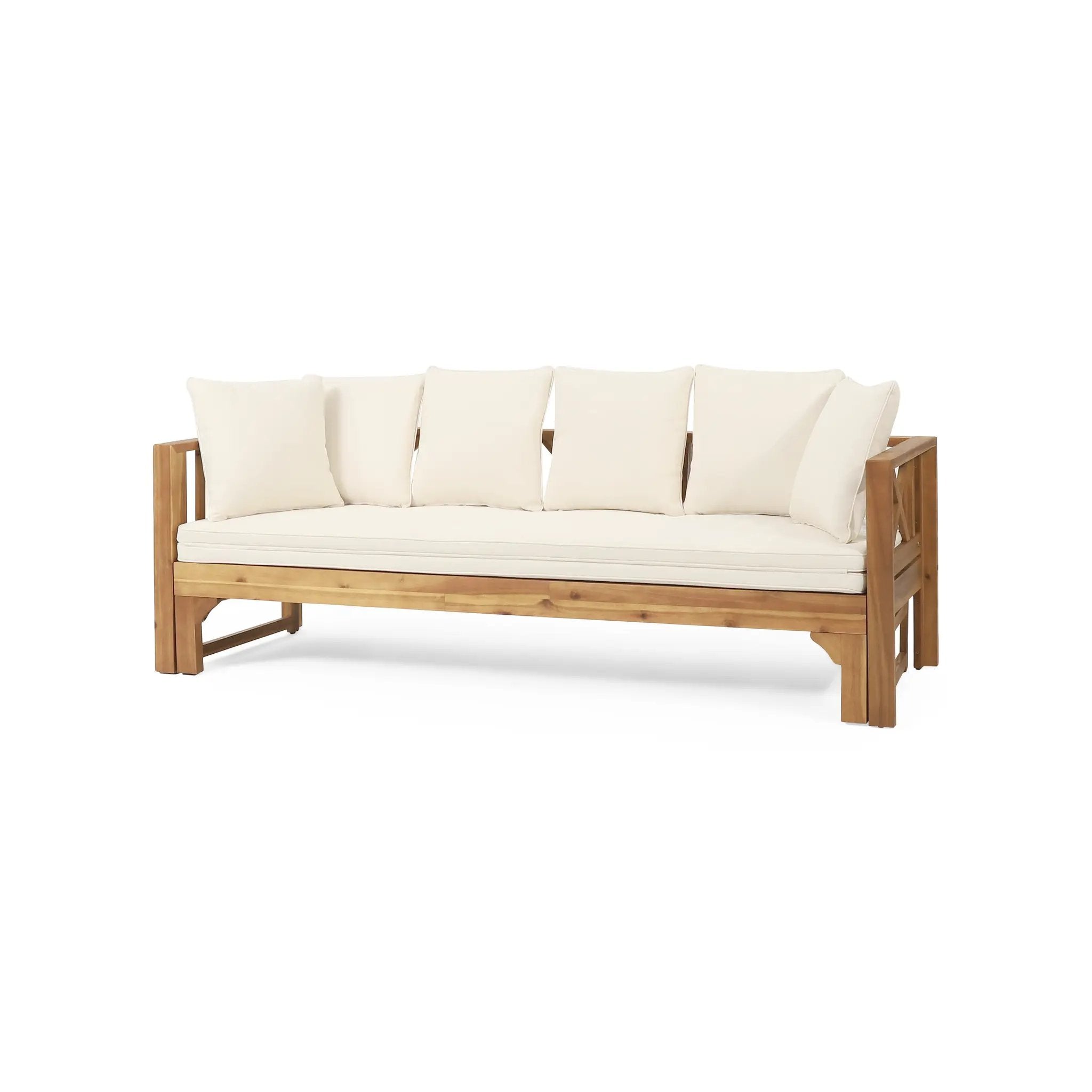 Outdoor Extendable Acacia Wood 3 Seater Sofa by HouseOfZazla