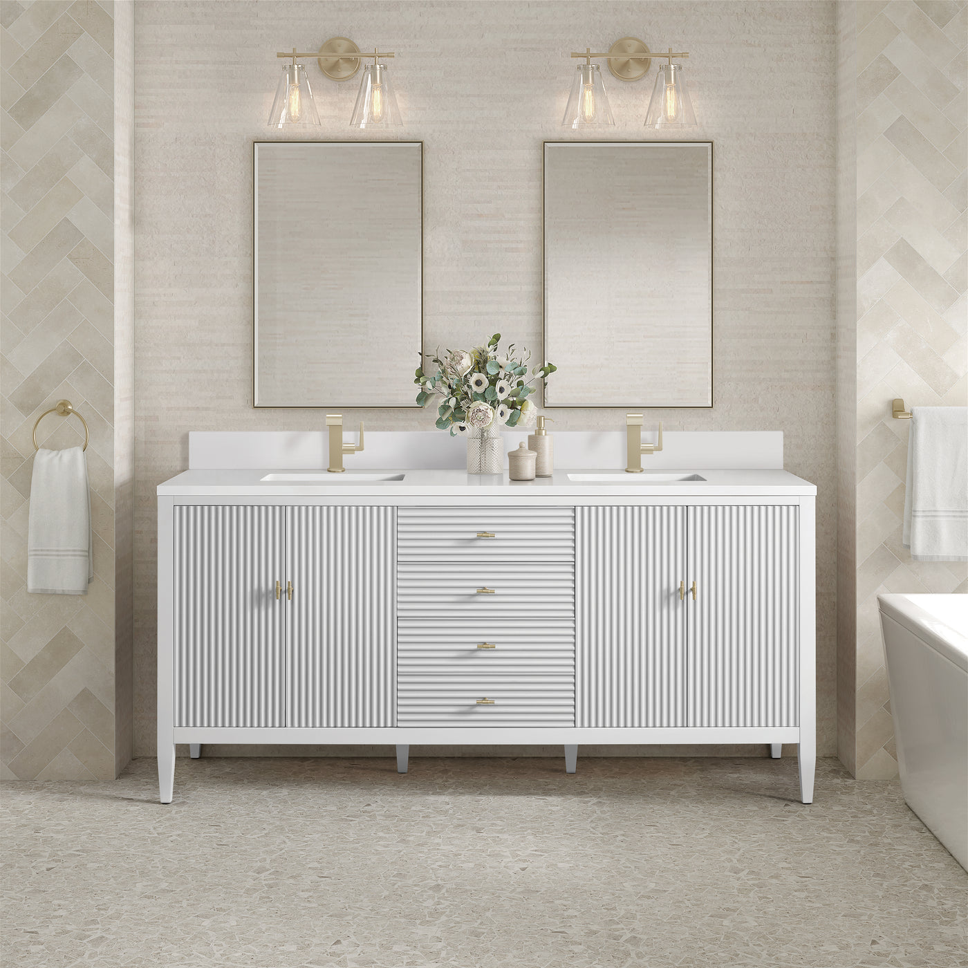 James Martin Myrrin 72" Single Bathroom Vanity, Bright White, view 12
