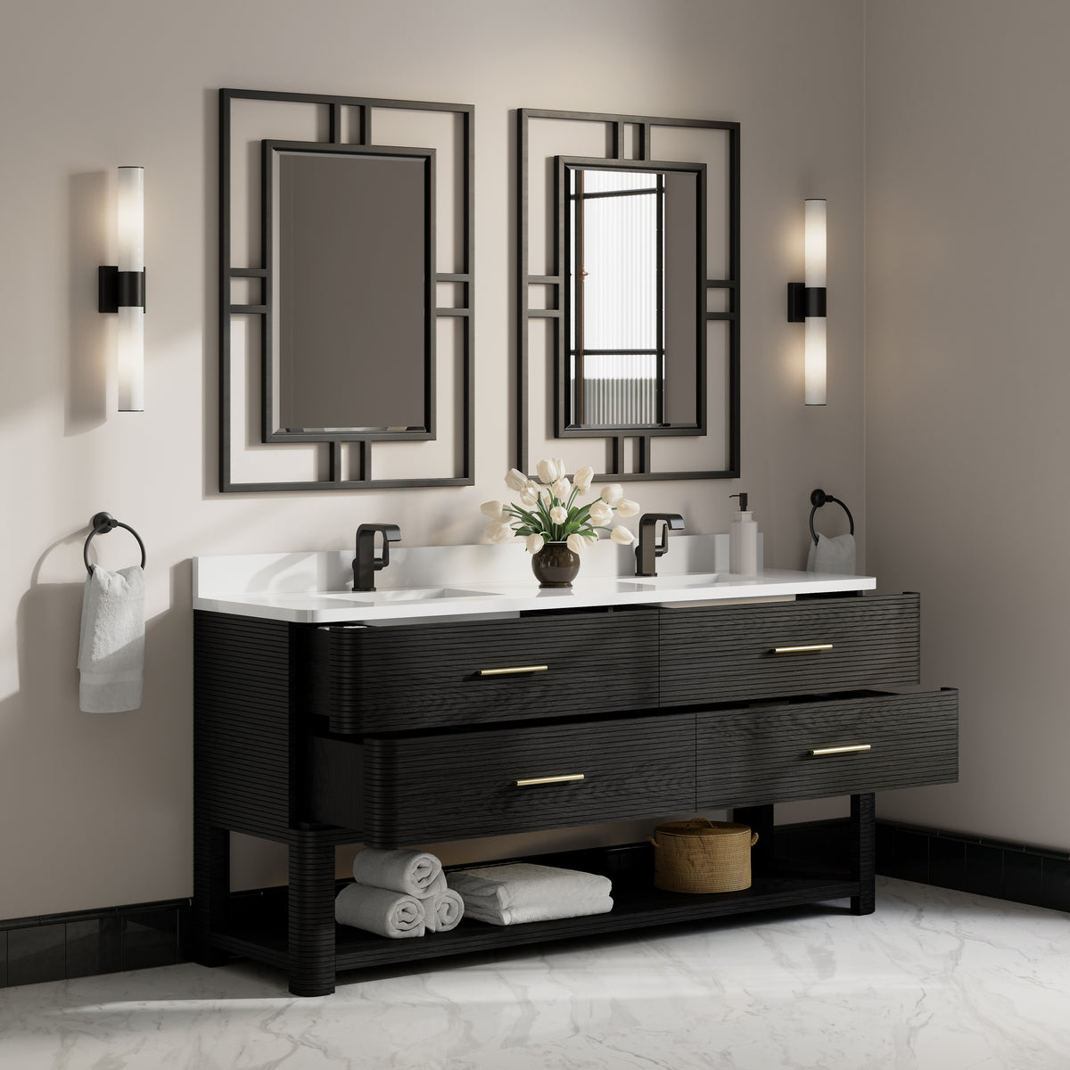 James Martin Lucian 72" Double Bathroom Vanity, Carbon Oak, view 25