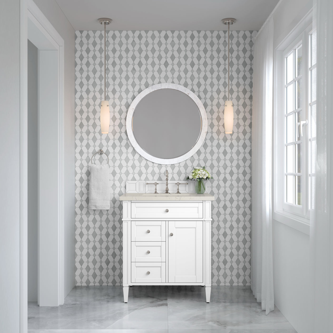 James Martin Brittany 30" Single Bathroom Vanity, Bright White, view 38