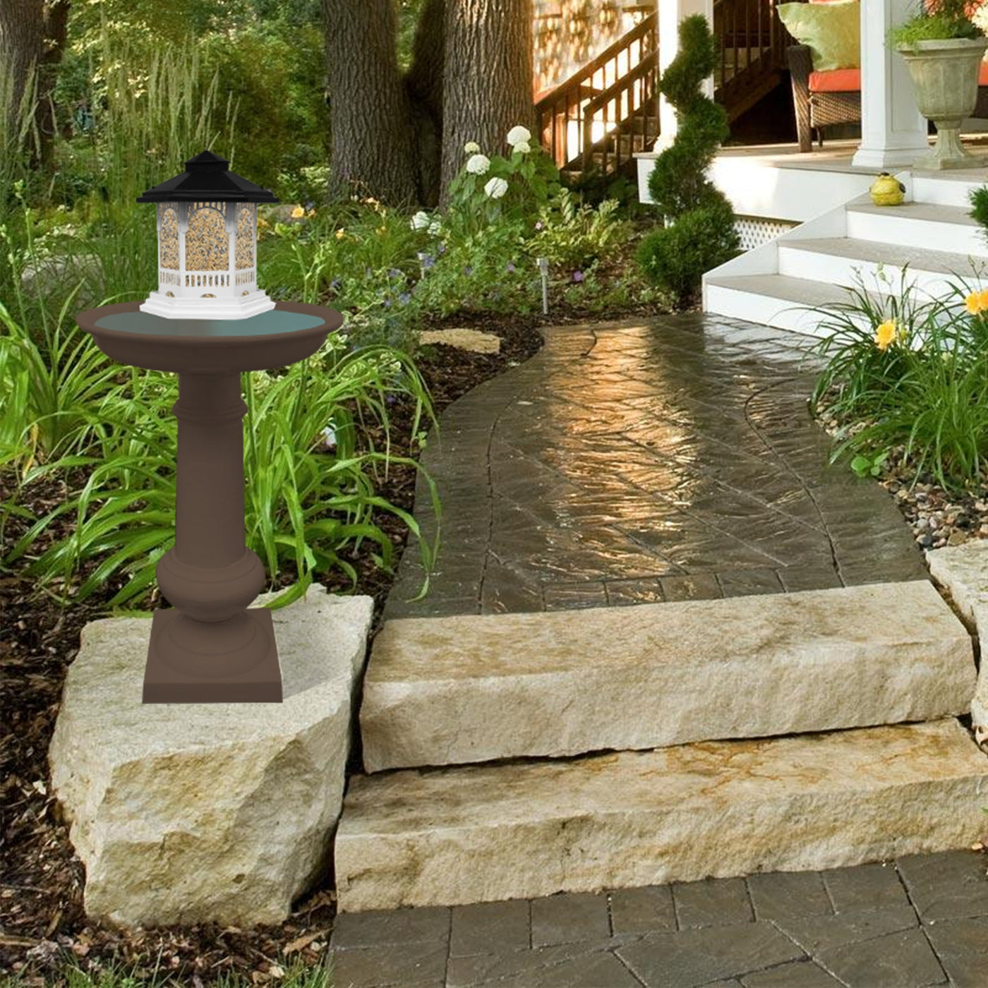 Modern Round Cast Aluminum Metal 40-in Bird Bath and Bird Feeder Combo by Sharicks