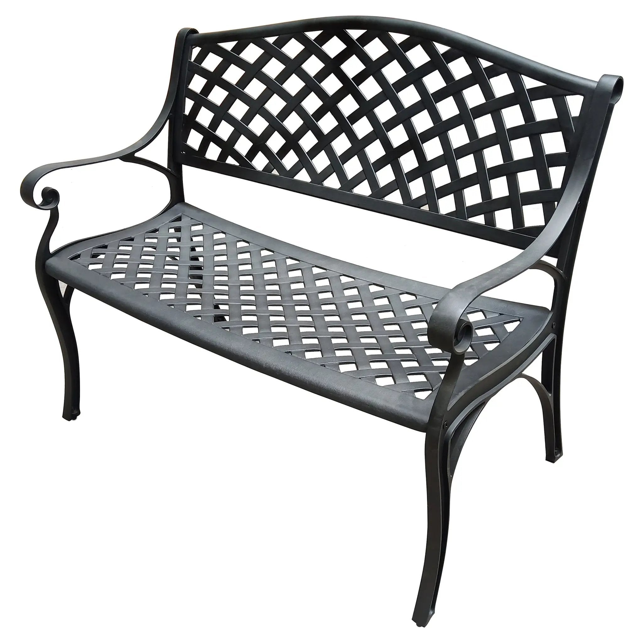 Outdoor Aluminum Modern 40-in Black Patio Bench Loveseat by Sharicks