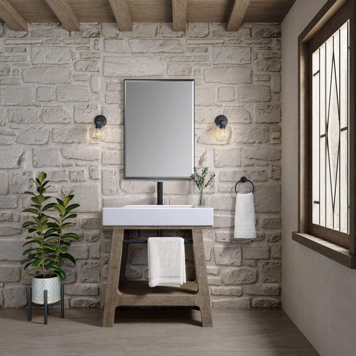 James Martin Auburn 31.5" Single Console Vanity, Weathered Timber by James Martin