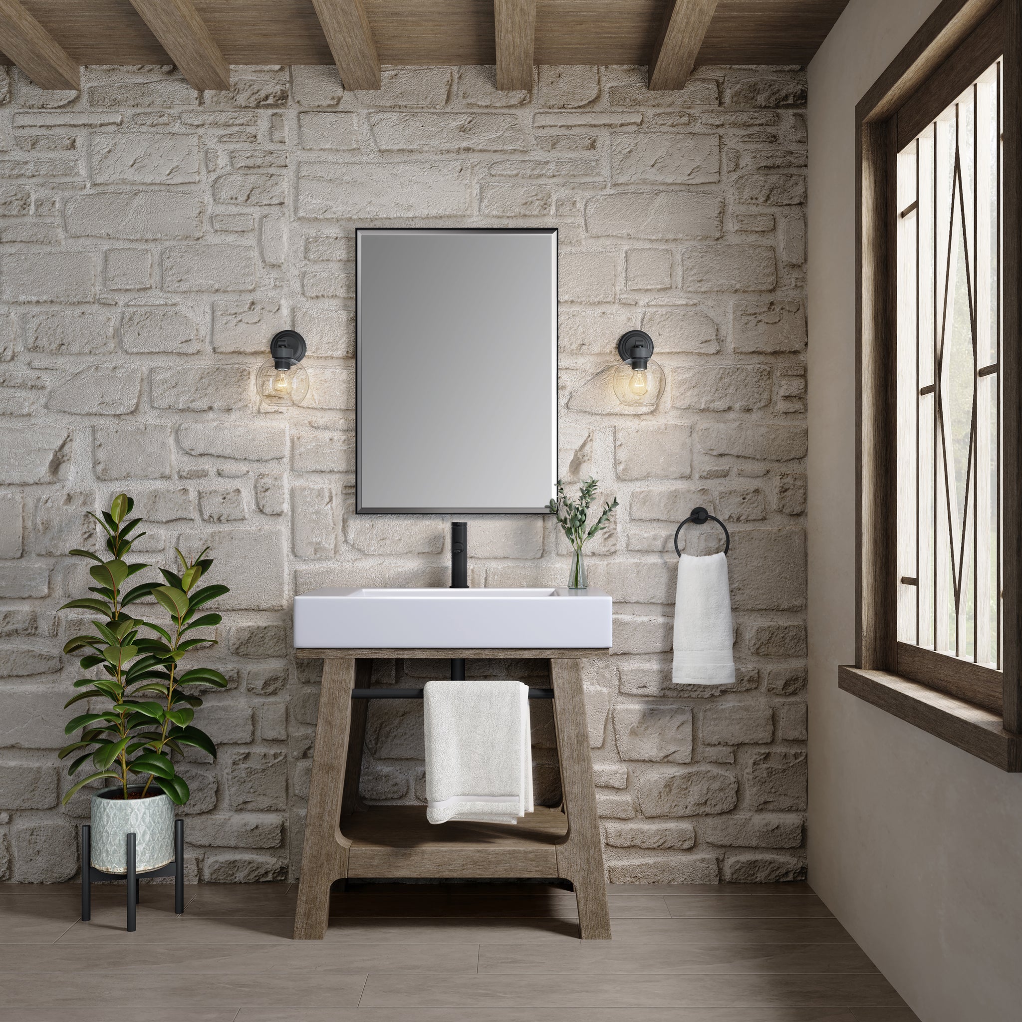 James Martin Auburn 31.5" Single Console Vanity, Weathered Timber by James Martin