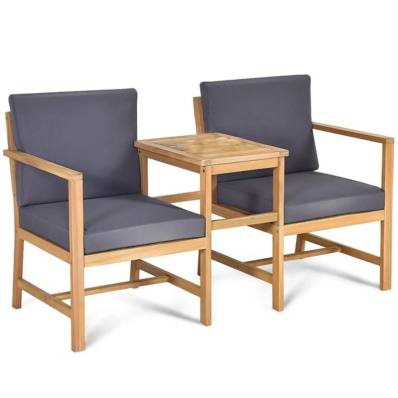 3-in-1 Acacia Wood Loveseat with Separable Coffee Table by DirectDeals