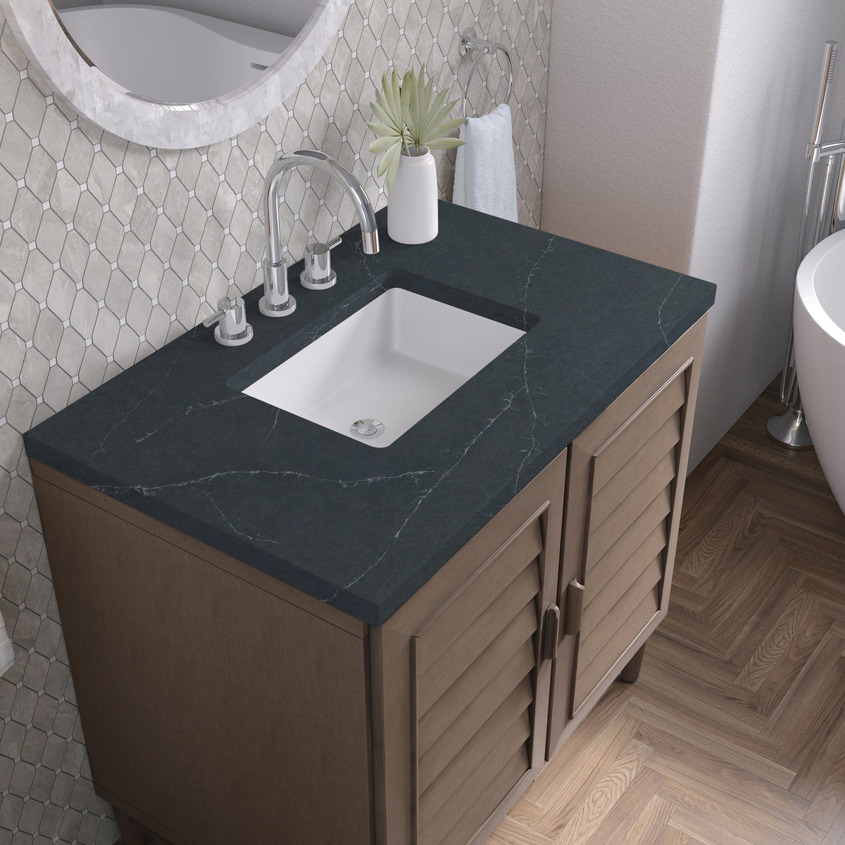 James Martin Portland 36" Single Bathroom Vanity, Whitewashed Walnut, view 37