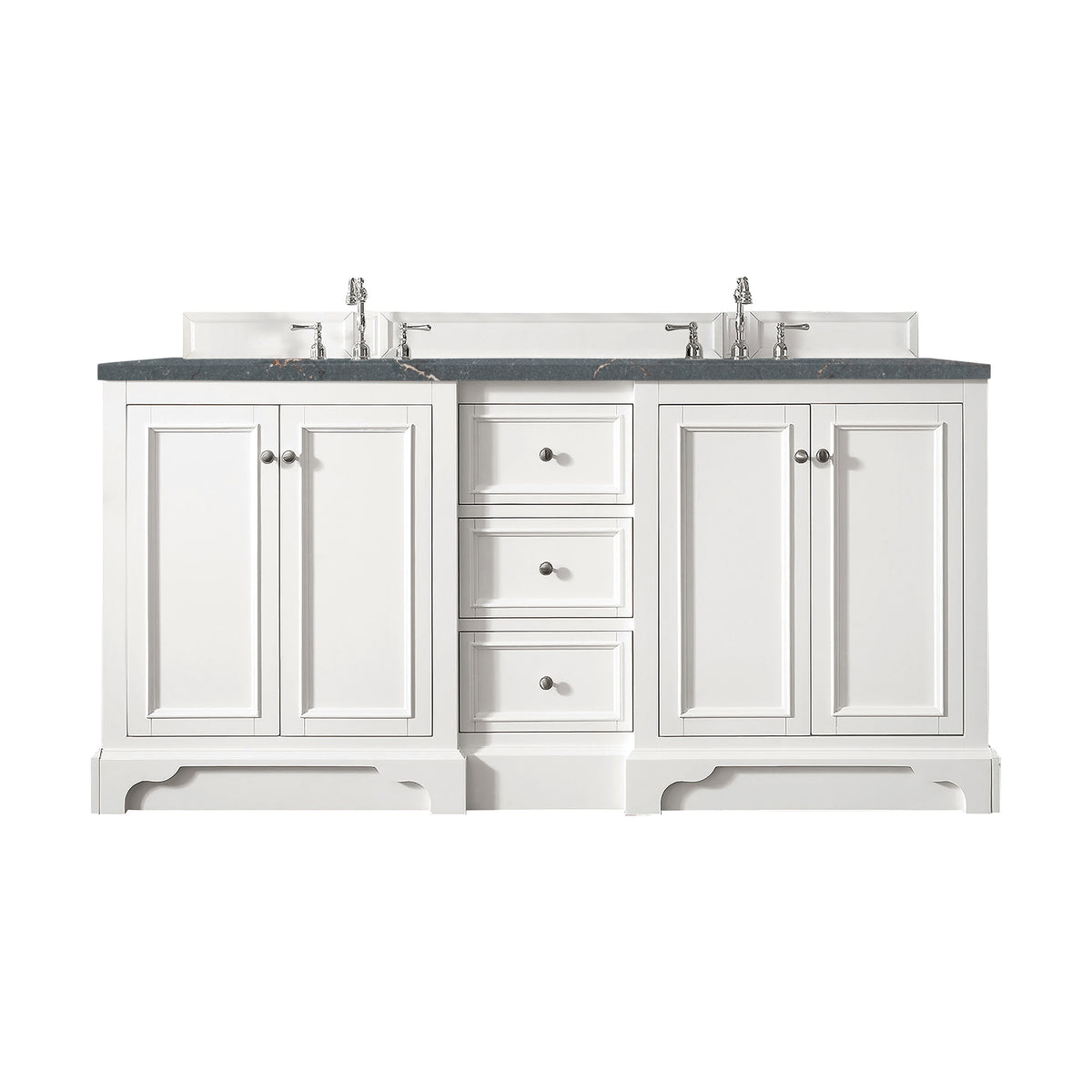 James Martin De Soto 72" Double Bathroom Vanity, Bright White with Parisien Bleu countertop