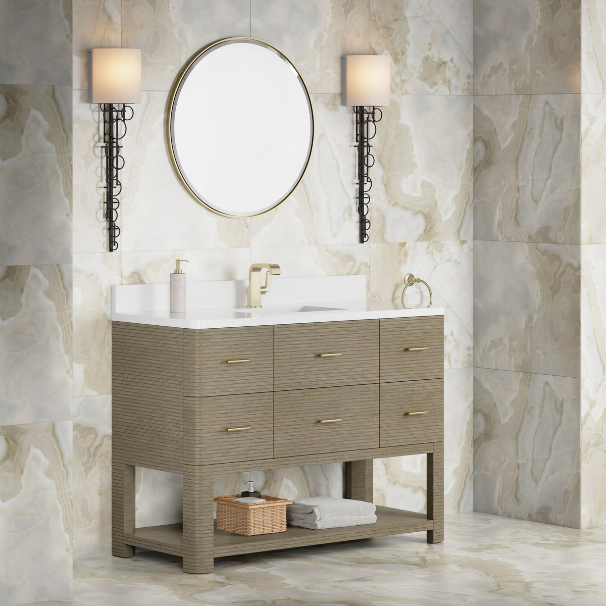 James Martin Lucian 48" Single Bathroom Vanity, Pebble Oak, view 21