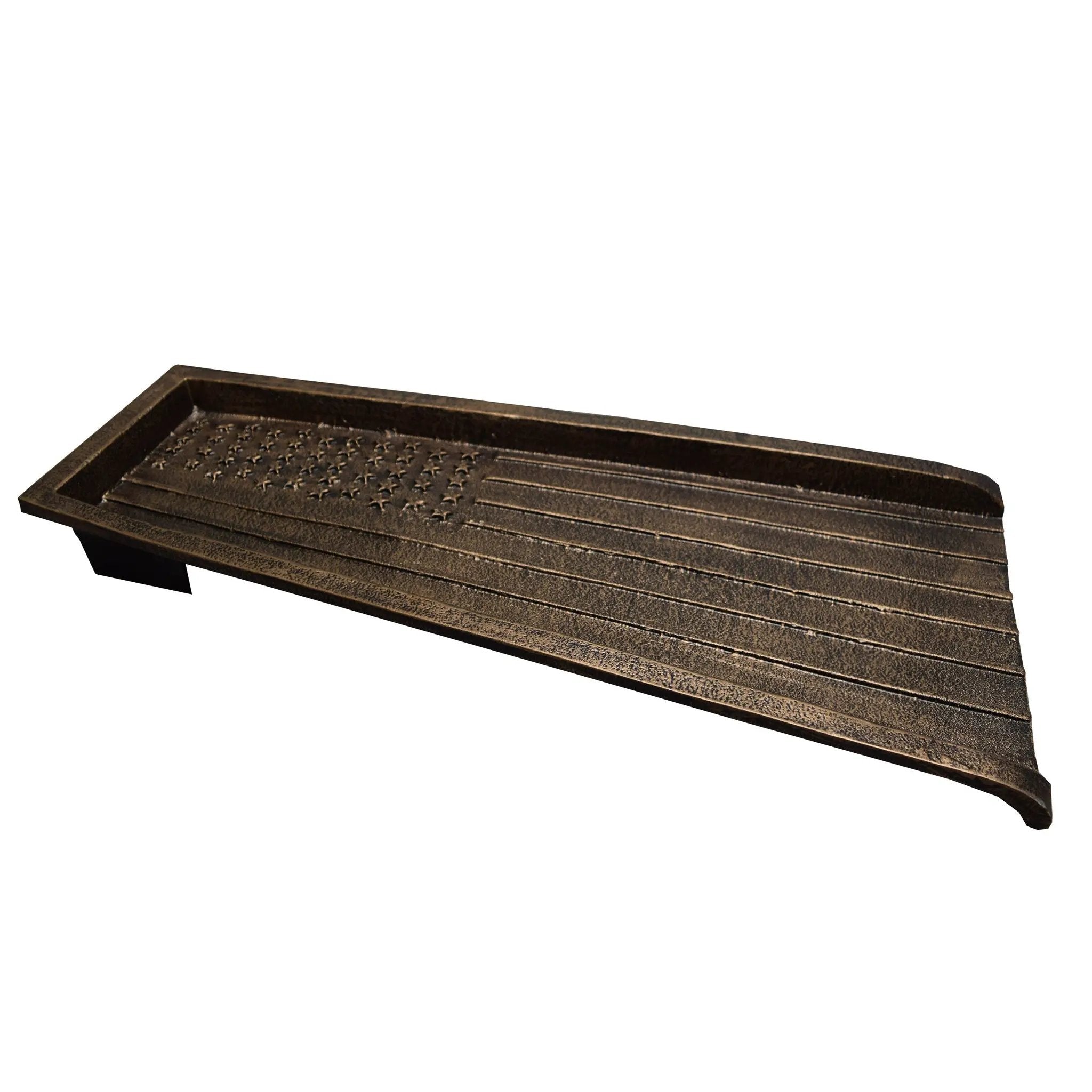 Bronze American Flag 24-in Cast Aluminum Downspout Gutter Splash Block by Sharicks