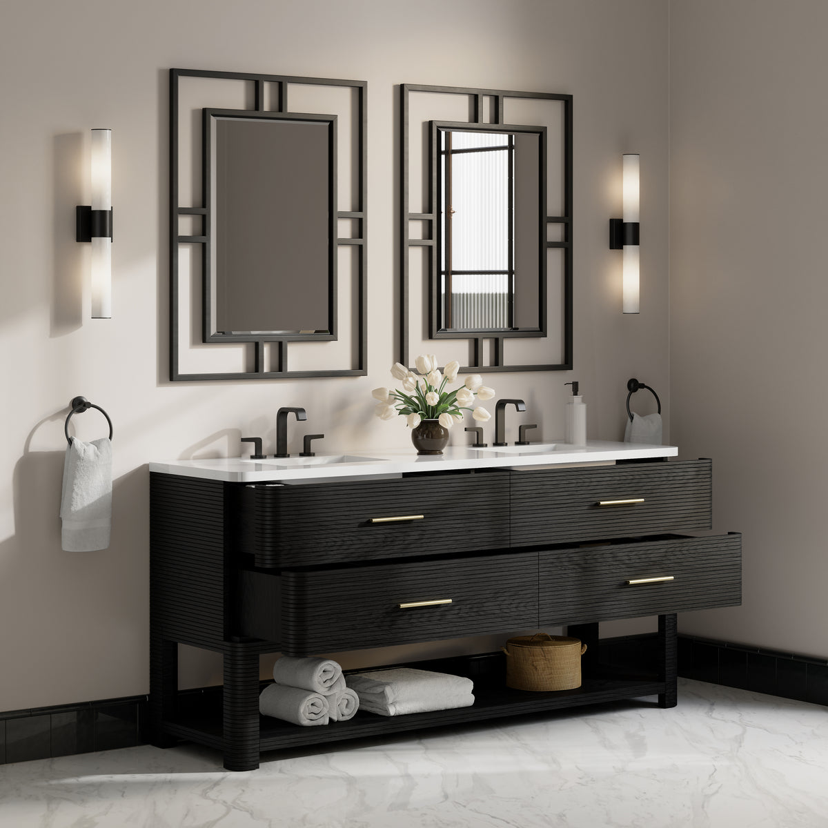 James Martin Lucian 72" Double Bathroom Vanity, Carbon Oak, view 36