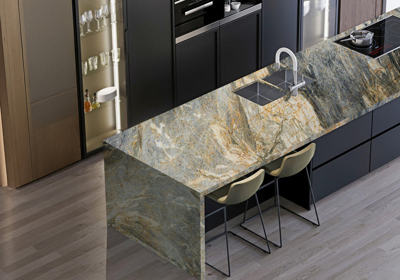 Quartzite Cielo Polished Slab Random room scene 2