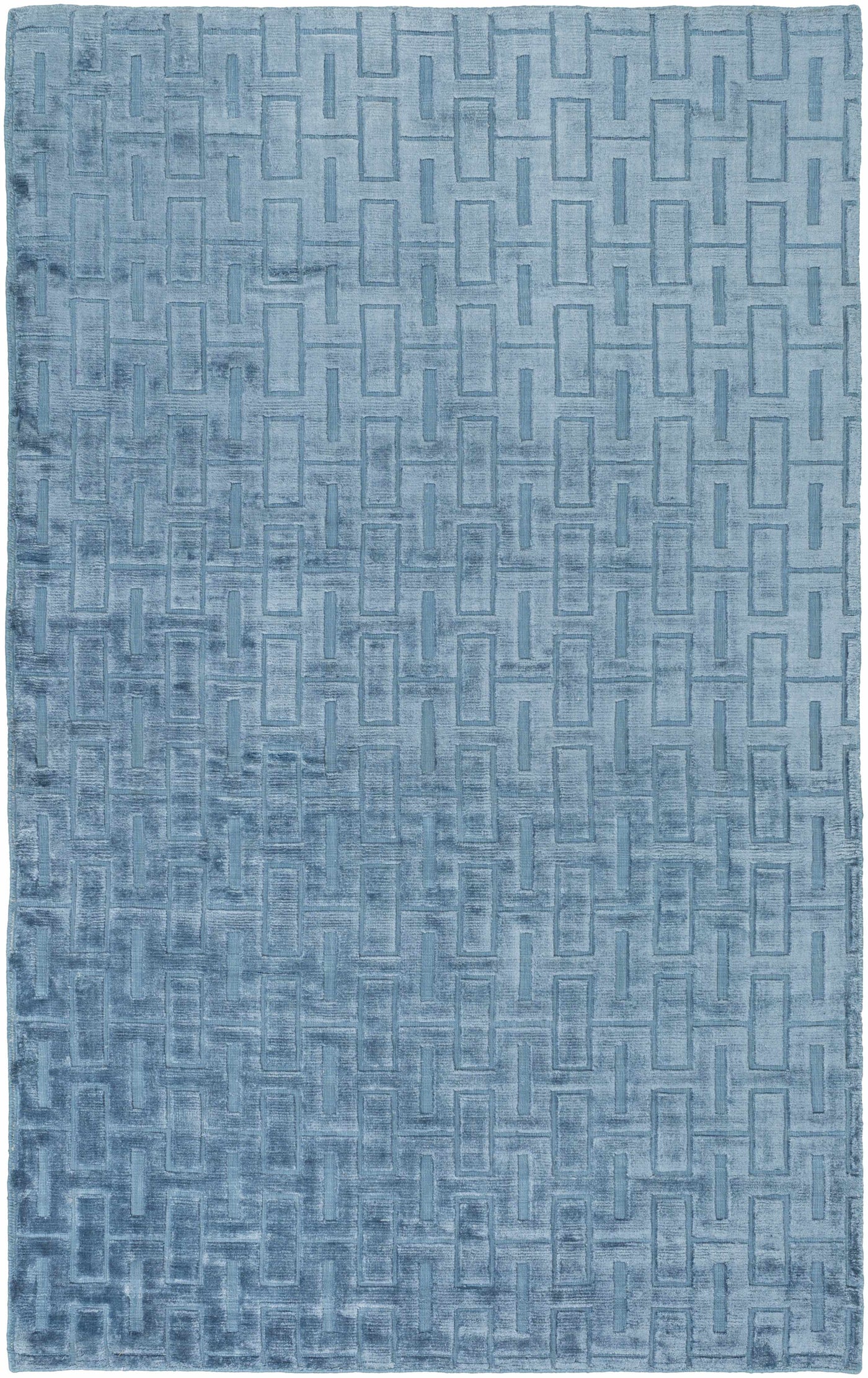 Quealy Blue Patterned 3x5 Small Viscose Rug - Clearance by Boutique Rugs