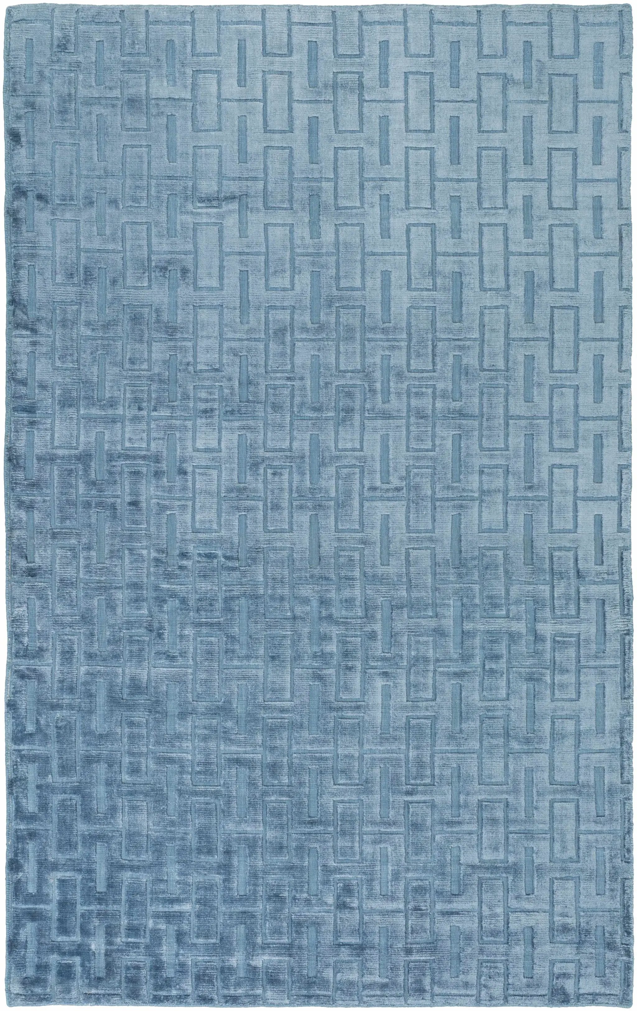 Quealy Blue Patterned 3x5 Small Viscose Rug - Clearance by Boutique Rugs