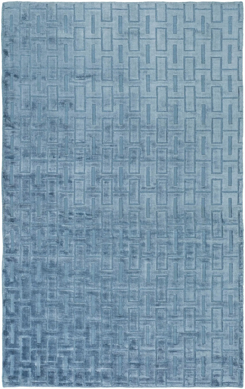 Quealy Blue Patterned 3x5 Small Viscose Rug - Clearance by Boutique Rugs