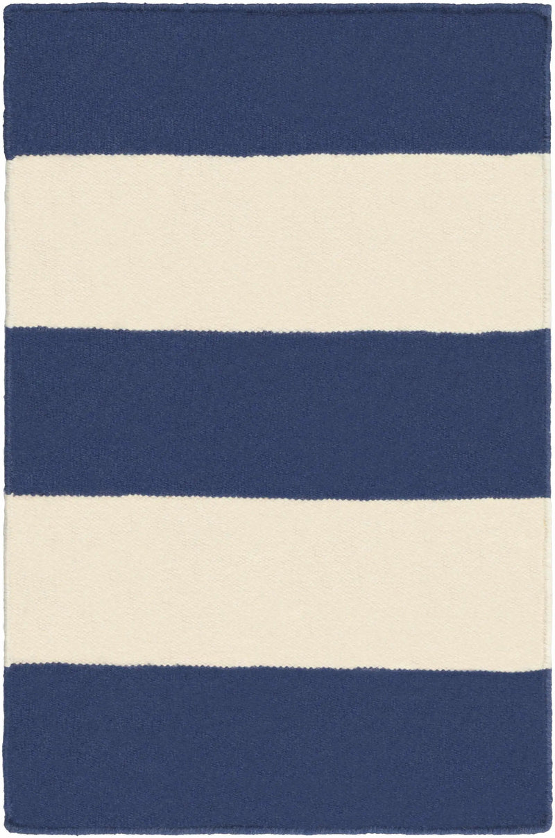 Ingersoll 8x11 Blue&White Striped Wool Rug - Clearance by Boutique Rugs