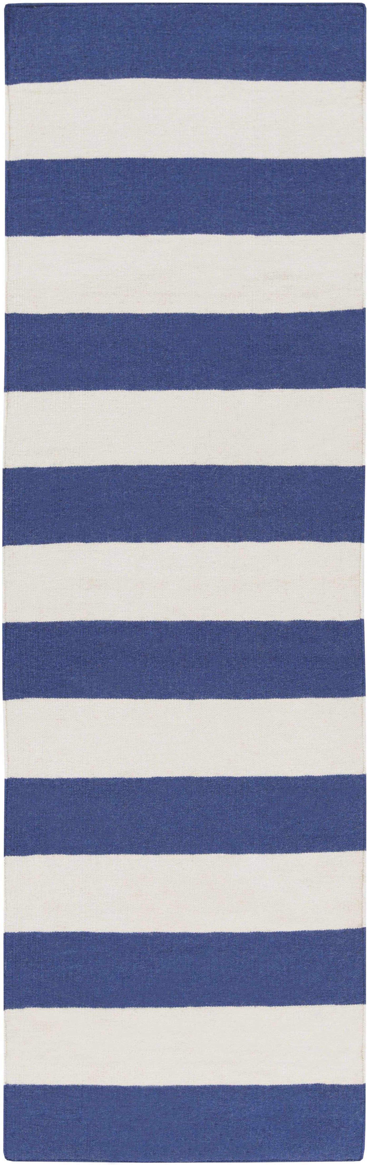 Ingersoll 8x11 Blue&White Striped Wool Rug - Clearance by Boutique Rugs