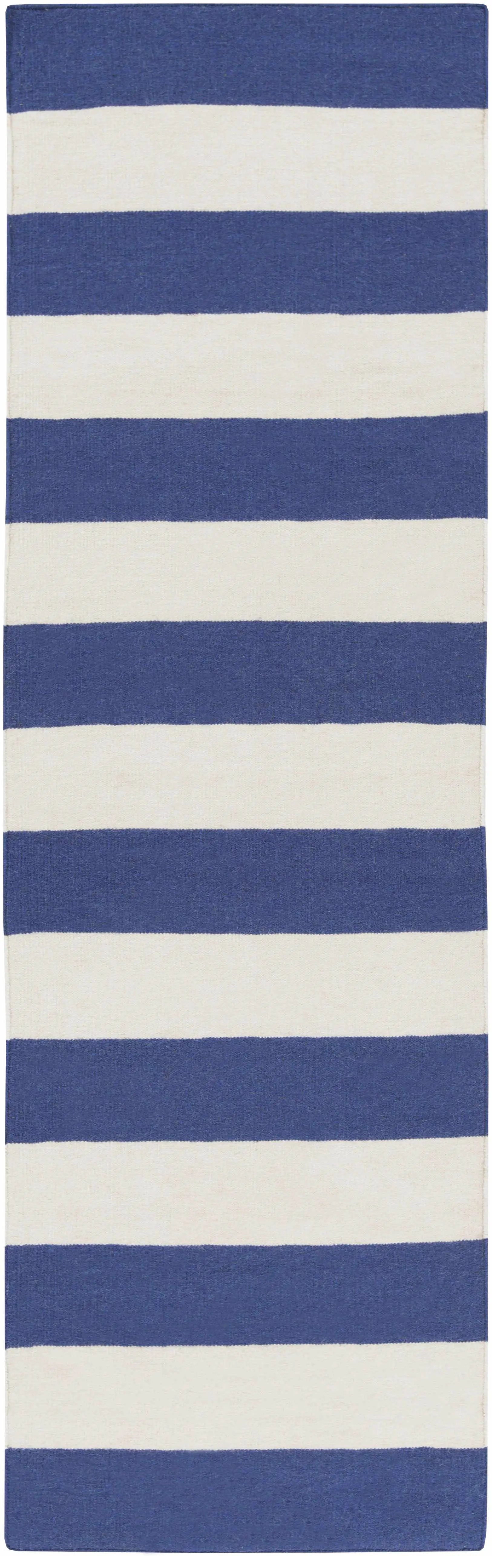 Ingersoll 8x11 Blue&White Striped Wool Rug - Clearance by Boutique Rugs