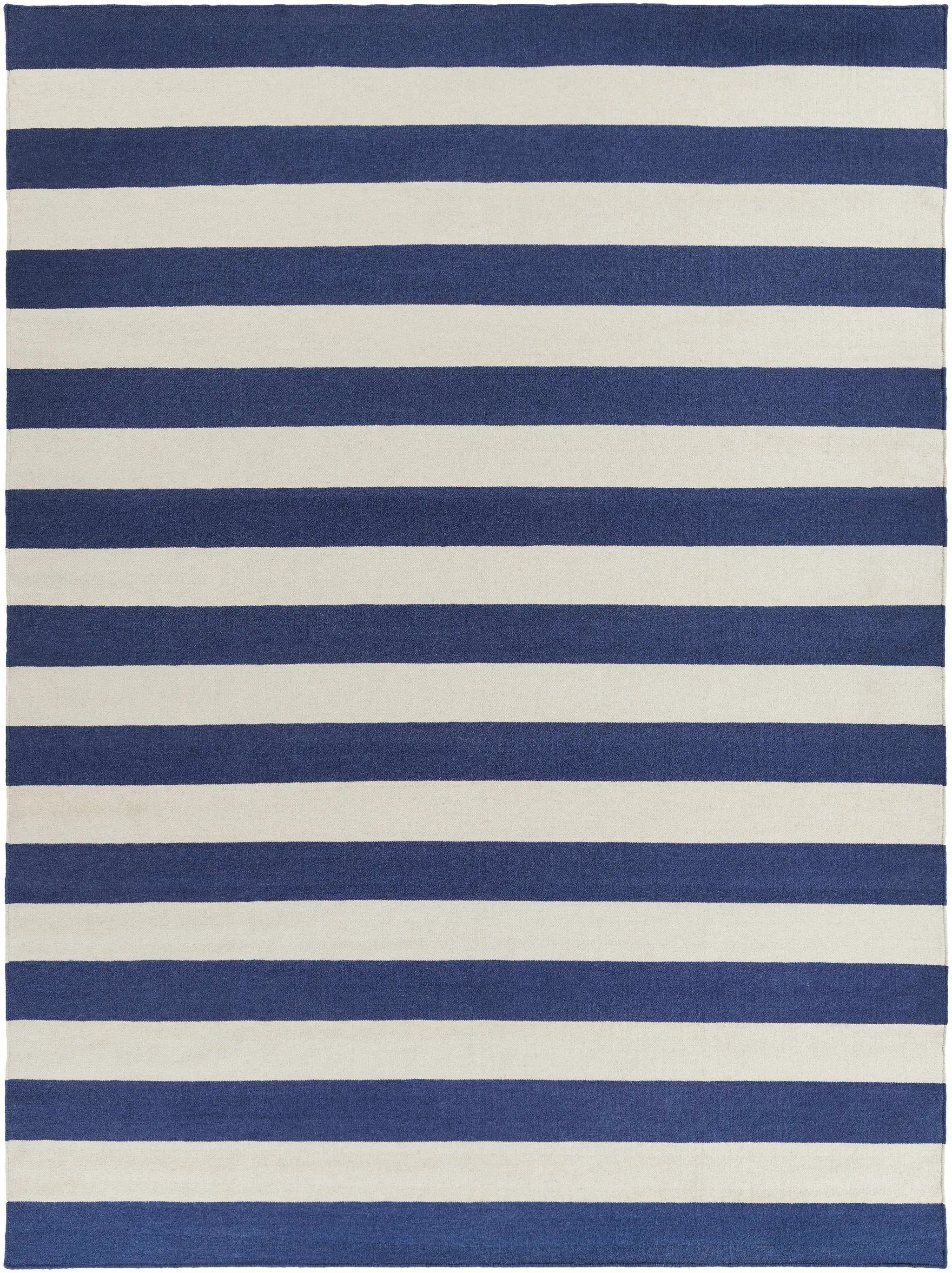 Ingersoll 8x11 Blue&White Striped Wool Rug - Clearance by Boutique Rugs