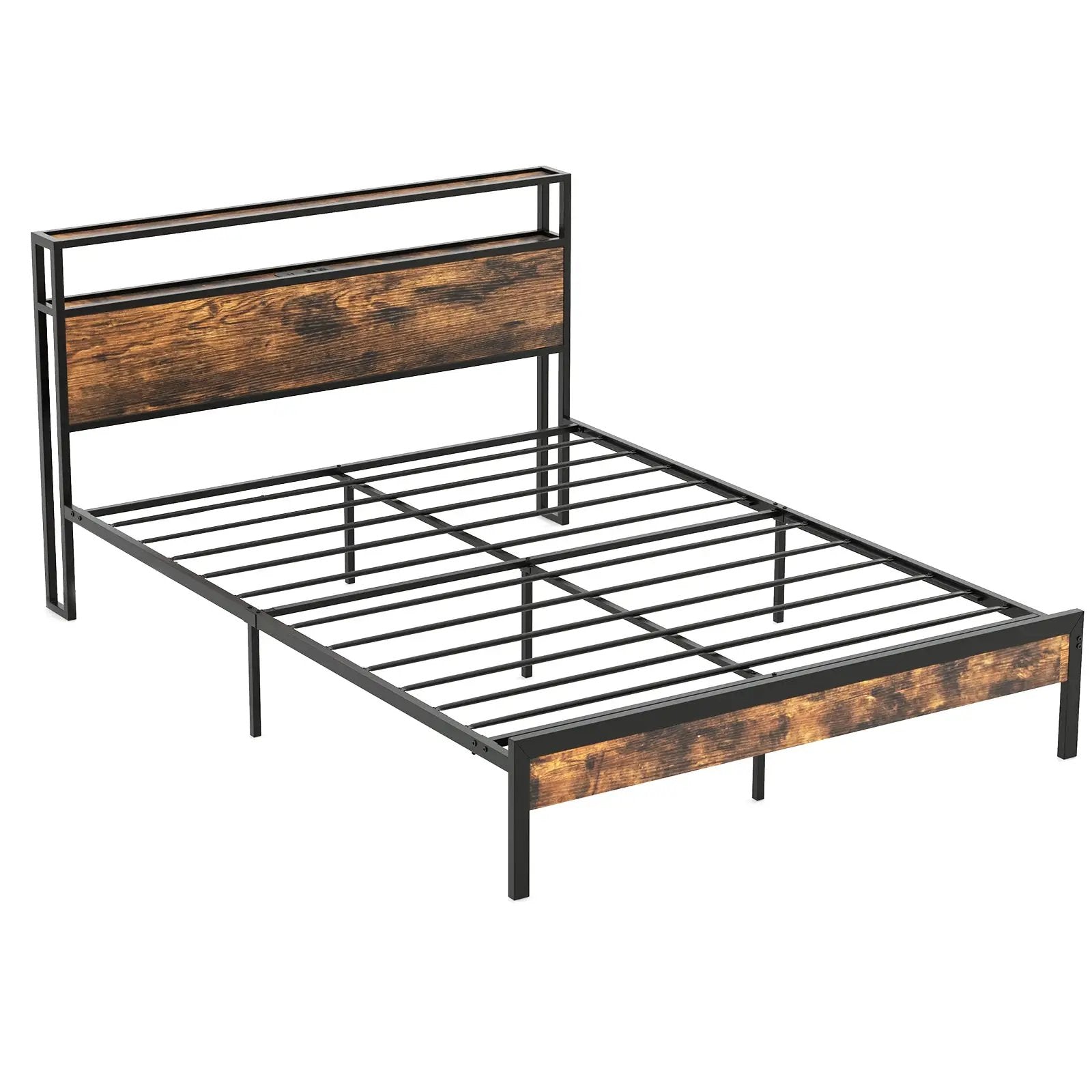 Twin/Full/Queen Bed Frame with Storage Headboard and Charging Station by DirectDeals