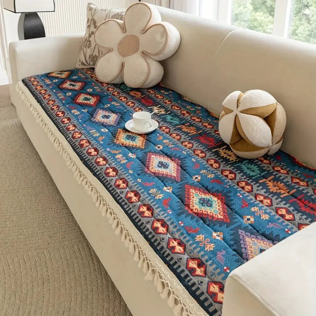 Quilted Sofa Cover - Non-Slip Thickened Ethnic Style by House Of Avana