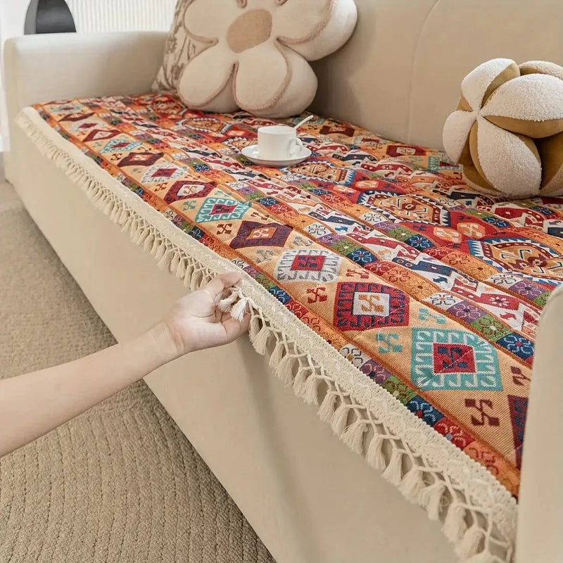 Quilted Sofa Cover - Non-Slip Thickened Ethnic Style by House Of Avana