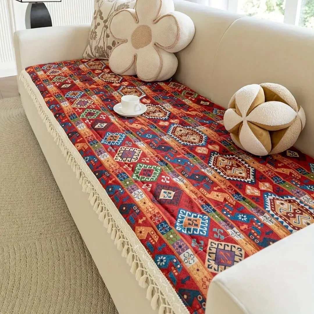 Quilted Sofa Cover - Non-Slip Thickened Ethnic Style by House Of Avana