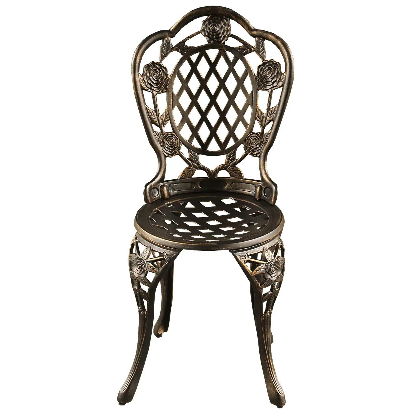 Bronze Rose Ornate Outdoor Patio Garden Aluminum 3 Piece Bistro Set by Sharicks