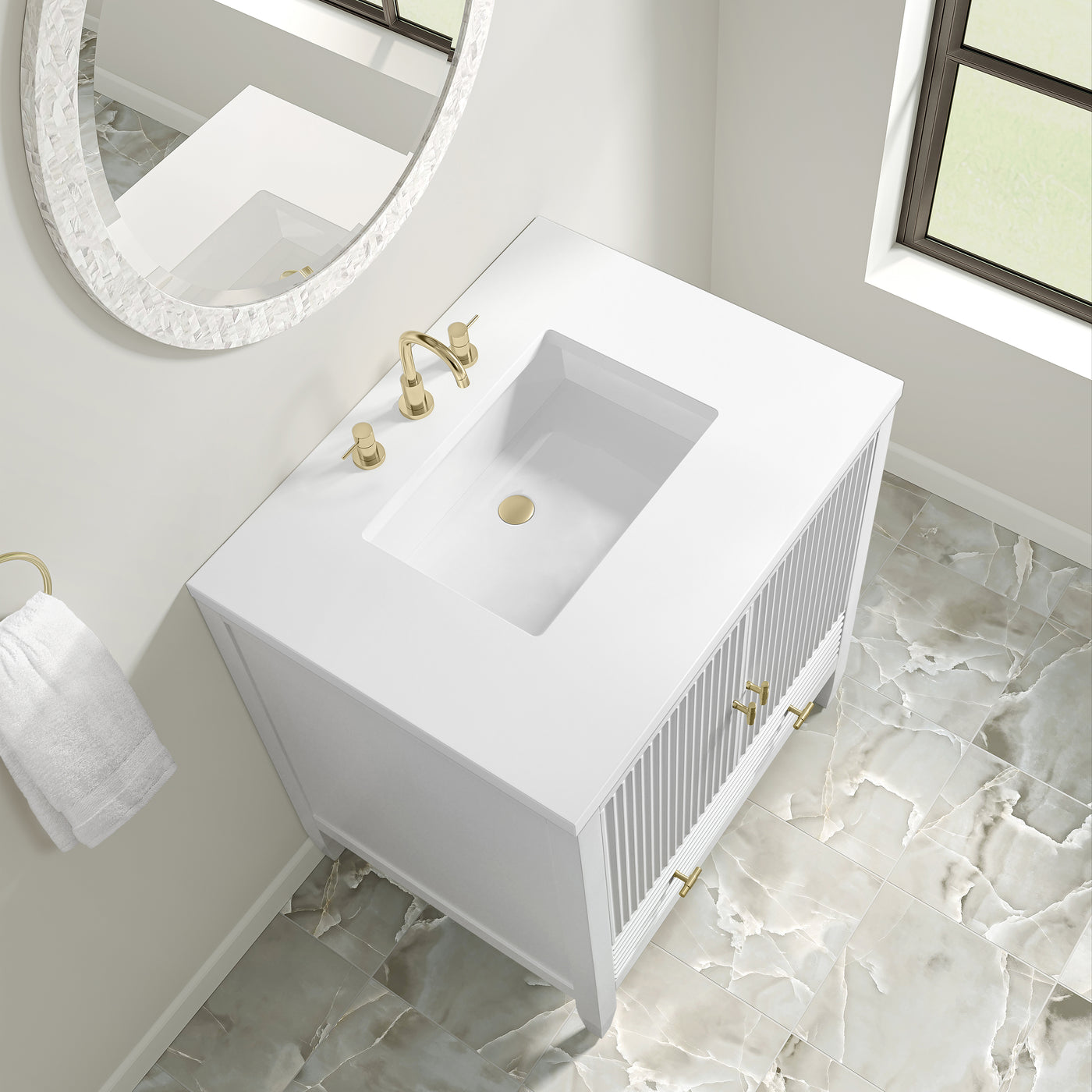 James Martin Myrrin 30" Single Bathroom Vanity, Bright White, view 36
