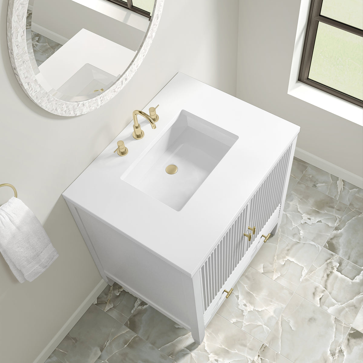 James Martin Myrrin 30" Single Bathroom Vanity, Bright White, view 36