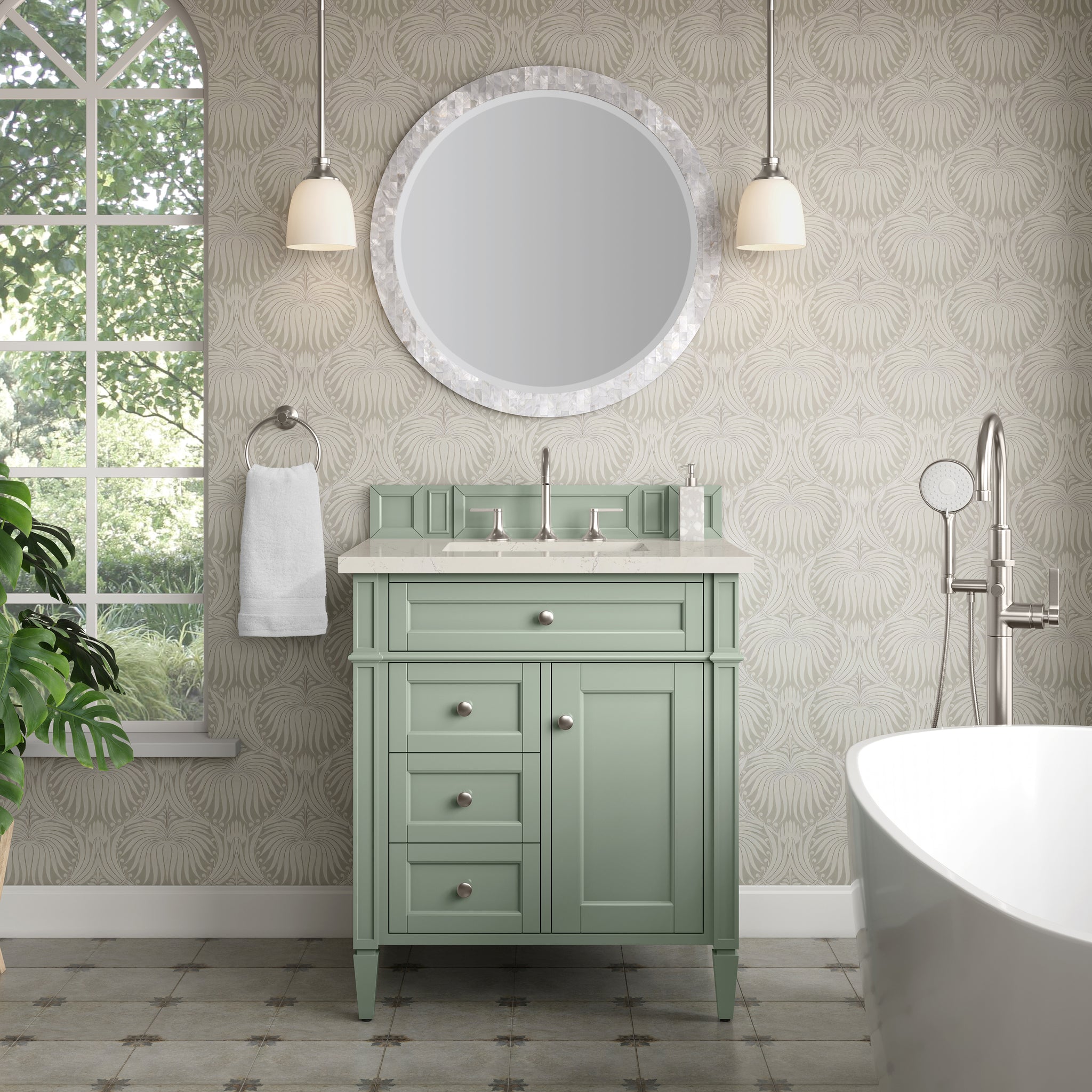 James Martin Brittany 30" Single Bathroom Vanity, Sage Green by James Martin