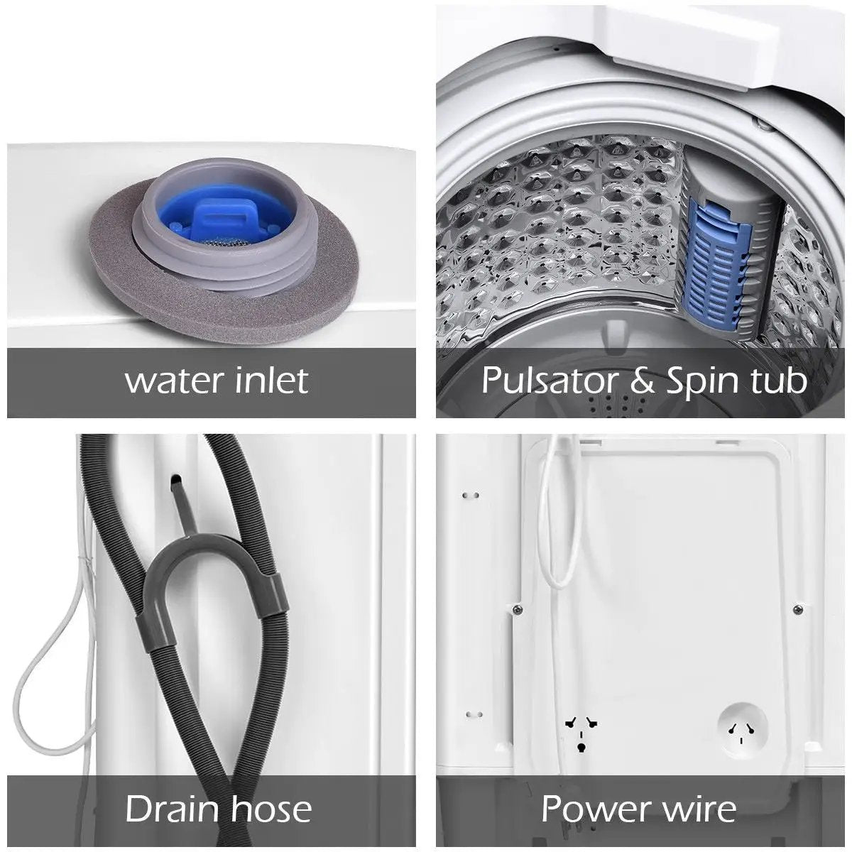 Portable 7.7 lbs Automatic Laundry Washing Machine with Drain Pump by DirectDeals