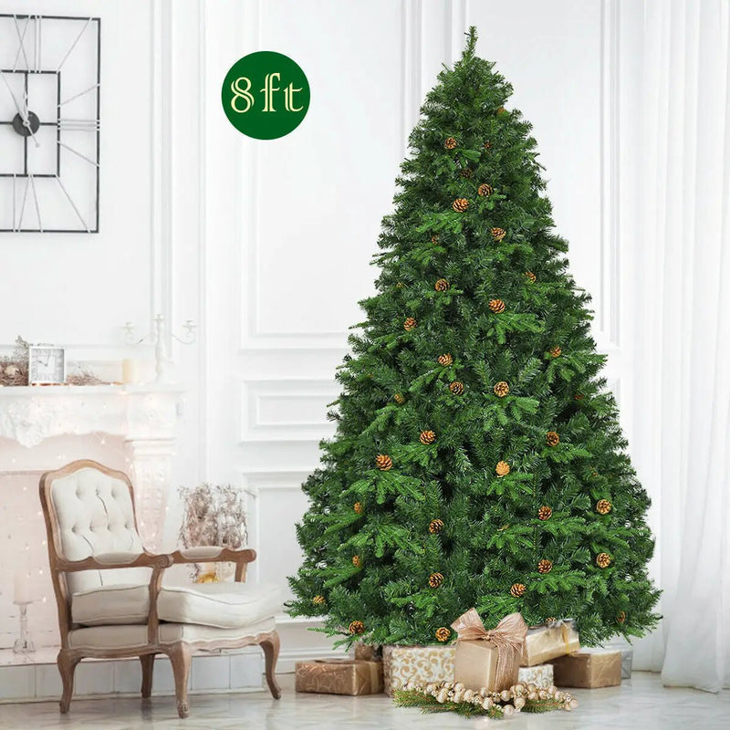 7.5 ft Artificial Christmas Tree with LED Lights and Pine Cones by DirectDeals