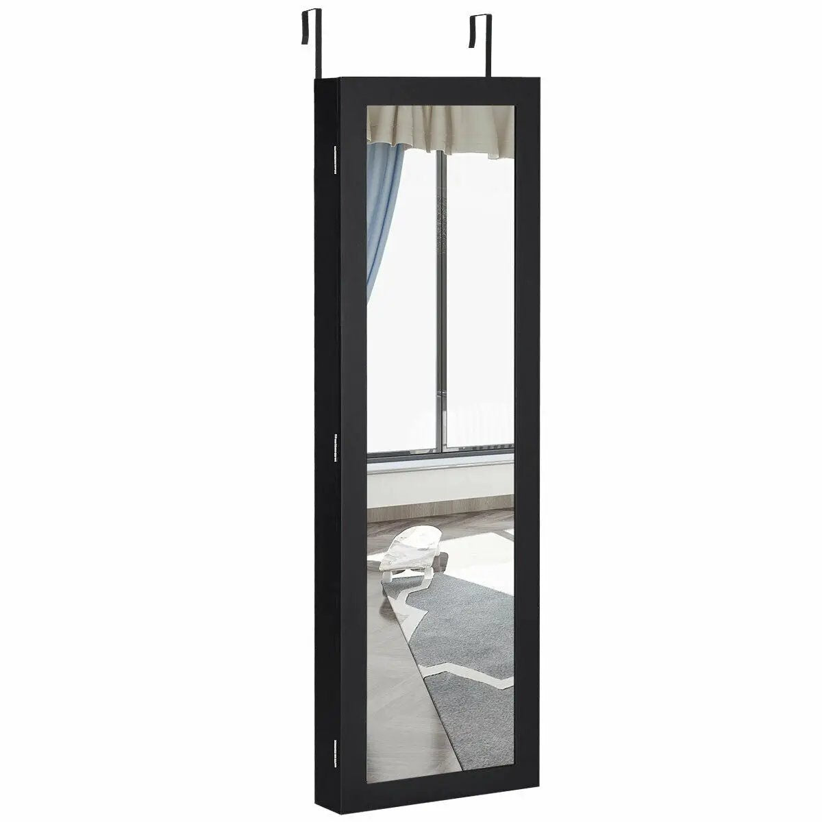 Full Length Mirror Jewelry Cabinet with Ring Slots and Necklace Hooks by DirectDeals