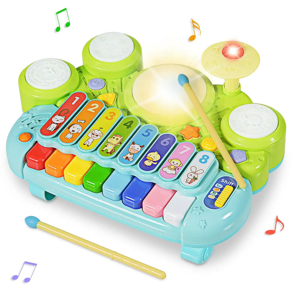 3-in-1 Electronic Piano Xylophone Game Drum Set by DirectDeals