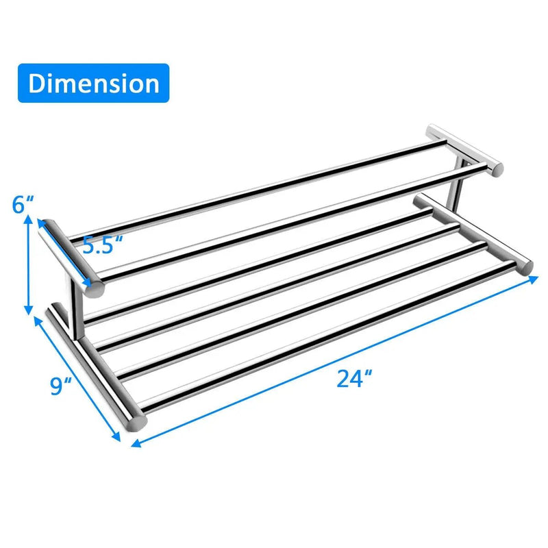 24 Inch Wall Mounted Stainless Steel Towel Storage Rack with 2 Storage Tier by DirectDeals
