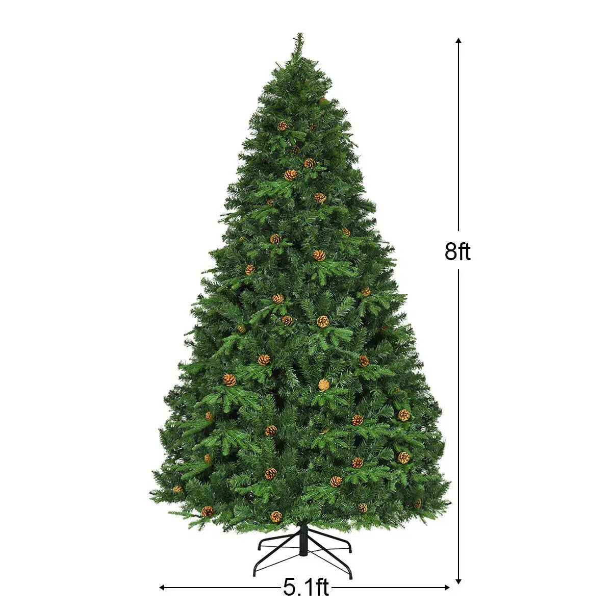 7.5 ft Artificial Christmas Tree with LED Lights and Pine Cones by DirectDeals