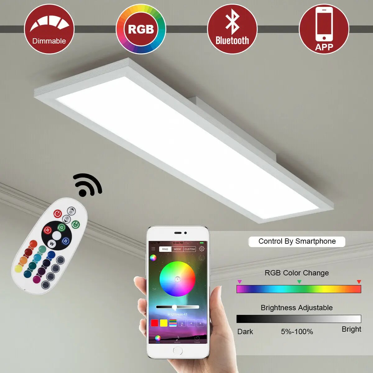 18W RGB LED Ceiling Light with Remote Control by DirectDeals
