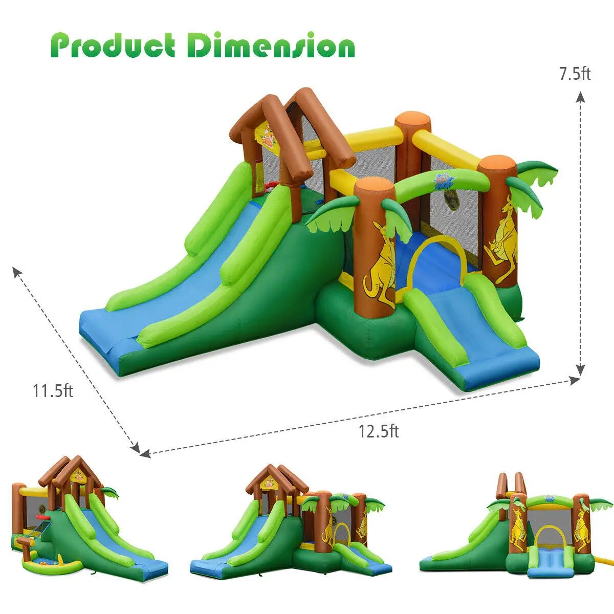 Kids Inflatable Jungle Bounce House Castle with 735W Blower by DirectDeals