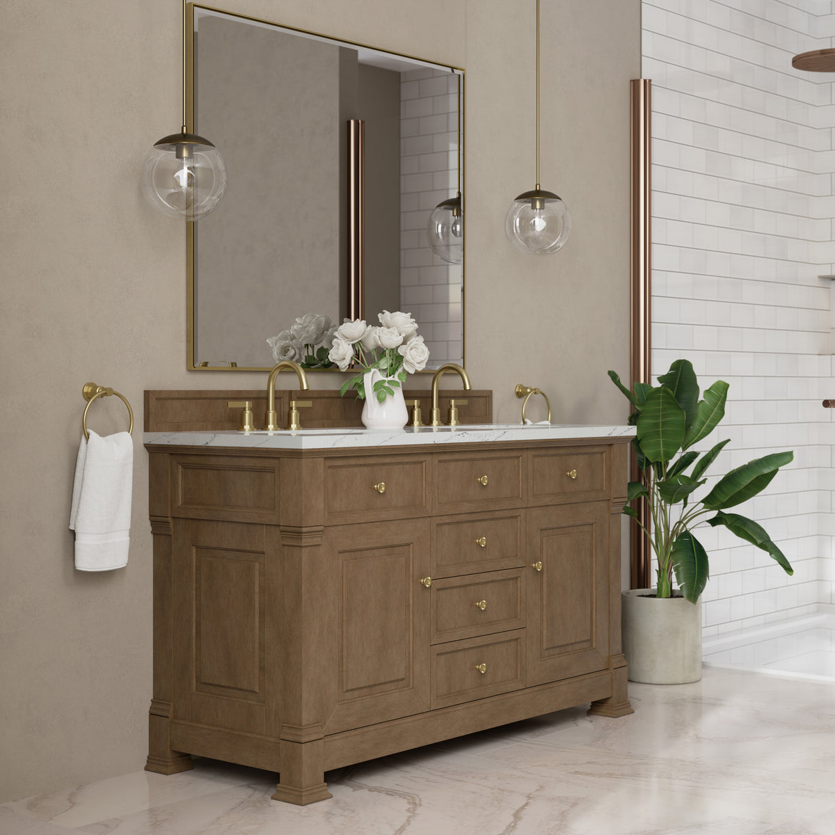 James Martin Brookfield 60" Double Bathroom Vanity, Pecan, view 35