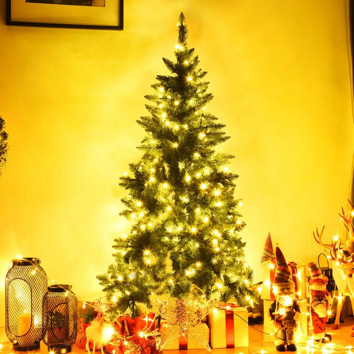 Pre-Lit Artificial Half National Christmas Tree with 8 Flash Modes by DirectDeals