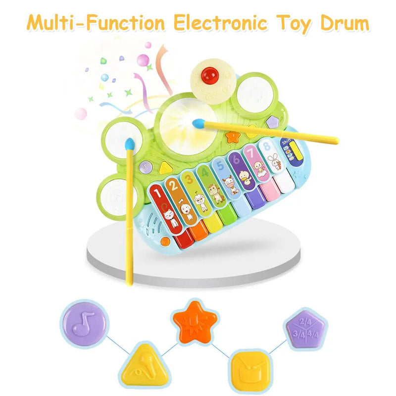 3-in-1 Electronic Piano Xylophone Game Drum Set by DirectDeals
