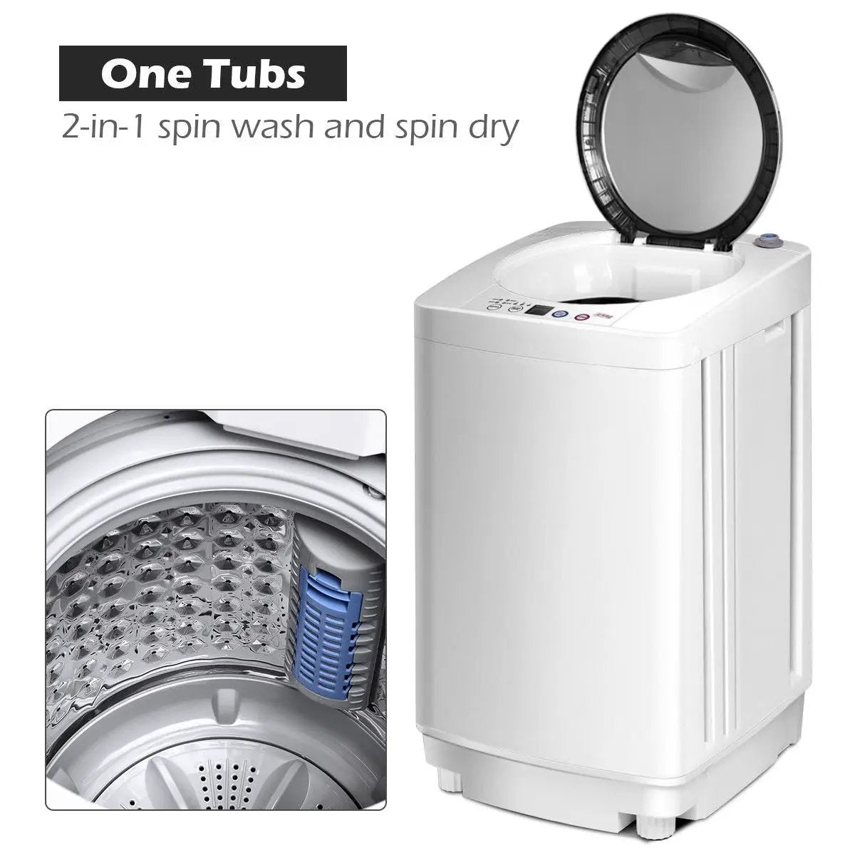 Portable 7.7 lbs Automatic Laundry Washing Machine with Drain Pump by DirectDeals