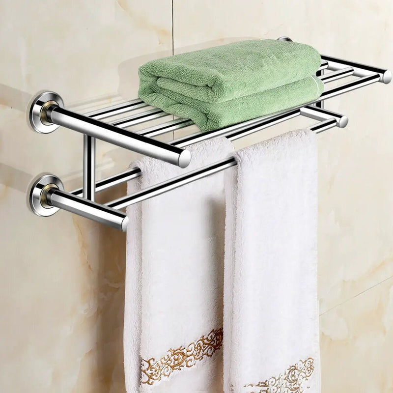 24 Inch Wall Mounted Stainless Steel Towel Storage Rack with 2 Storage Tier by DirectDeals