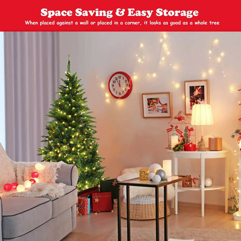 Pre-Lit Artificial Half National Christmas Tree with 8 Flash Modes by DirectDeals