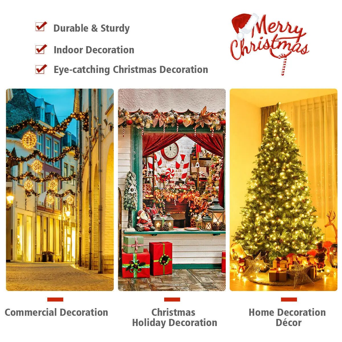 7.5 ft Artificial Christmas Tree with LED Lights and Pine Cones by DirectDeals