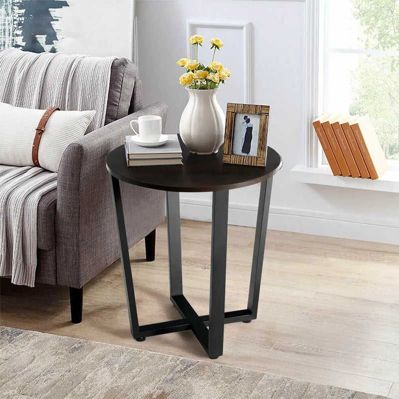 2-tier Round End Table with Storage Shelf & Metal Frame by DirectDeals