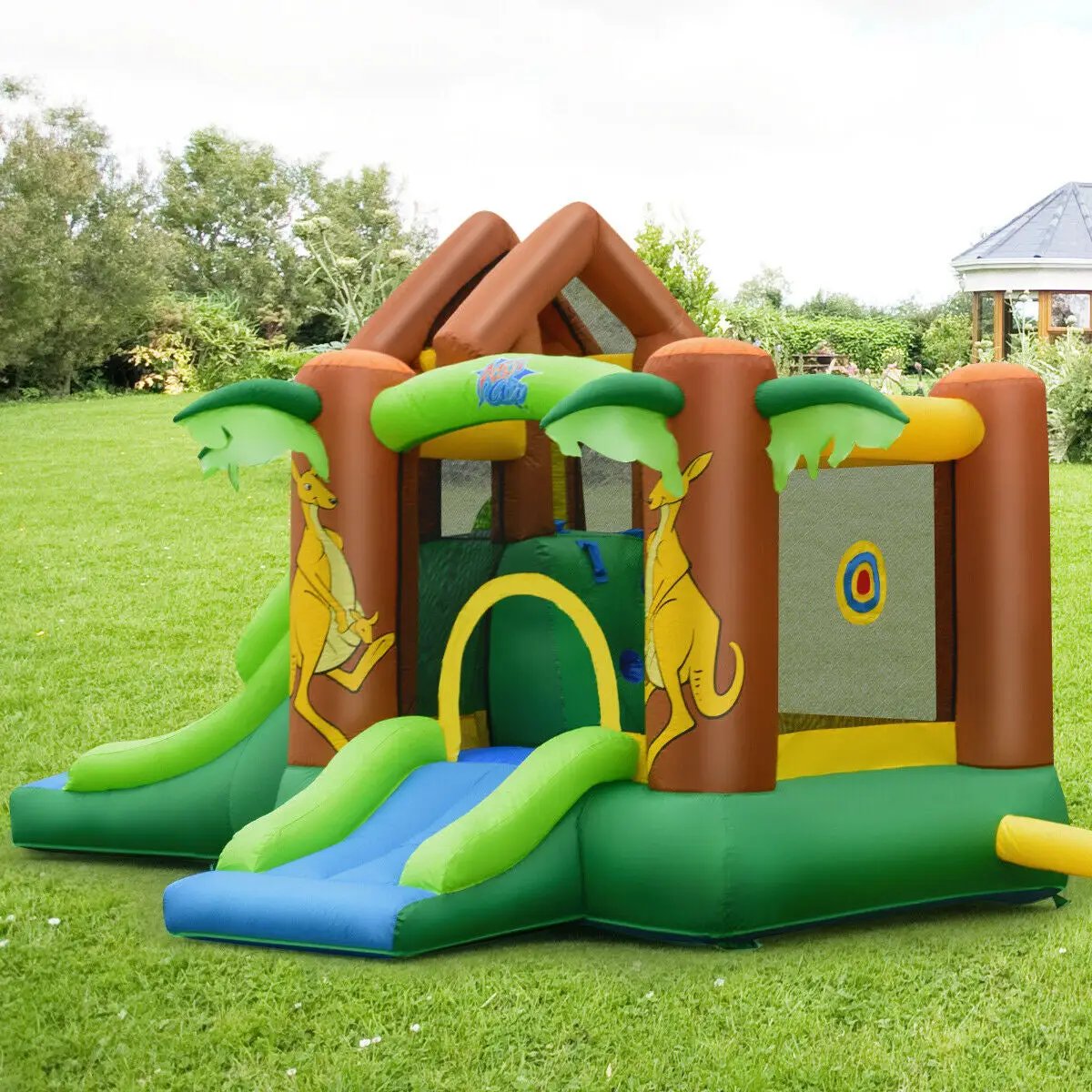 Kids Inflatable Jungle Bounce House Castle with 735W Blower by DirectDeals